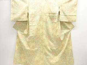 葉模様織り出し本塩沢単衣着物